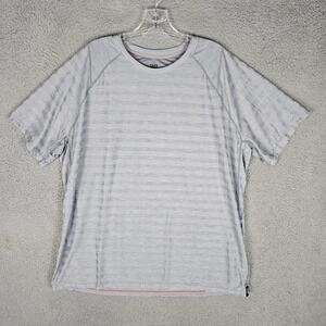 Saxx T-Shirt Mens XXL Gray DropTemp Cooling Mesh Performance Raglan Stripe